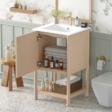 20" Bathroom Vanity with Ceramic Sink Storage Cabinet with Soft Closing Door