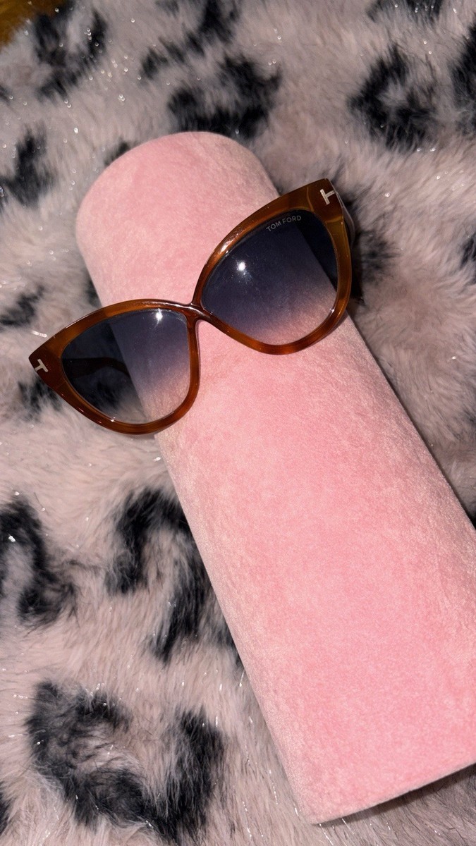 Tom Ford Cat Eye Sunglasses Brown Plastic Frame Gray Gradient
