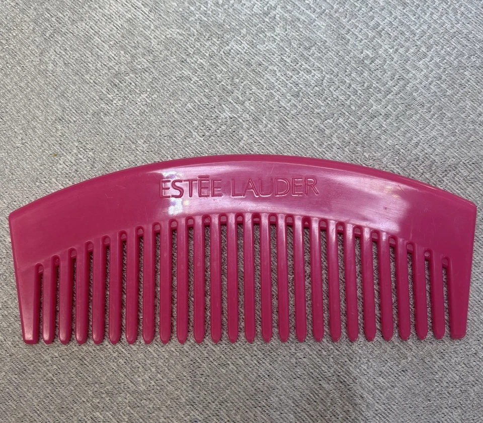 Vintage Estee Lauder Plastic Hair Comb Wide Tooth Rounded Pink - Image 2 of 4