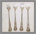 GORHAM - Sterling - BUTTERCUP - SET OF FOUR - 5.5" FLORAL SEAFOOD FORKS NR