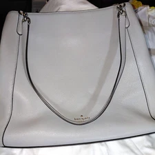 Kate Spade Leila Medium Triple Compartment Shoulder Bag Leather Soft Gray