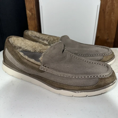 Scarpe mocassini UGG Fascot Energ Comfort pelle di pecora uomo taglia 10 grigio marrone