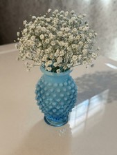 Vintage Fenton Blue Opalescent Hobnail Vase