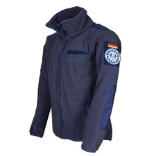 THW Fleecejacke blau mit Rubber Patch und Nationalit&auml;tsabzeichen international