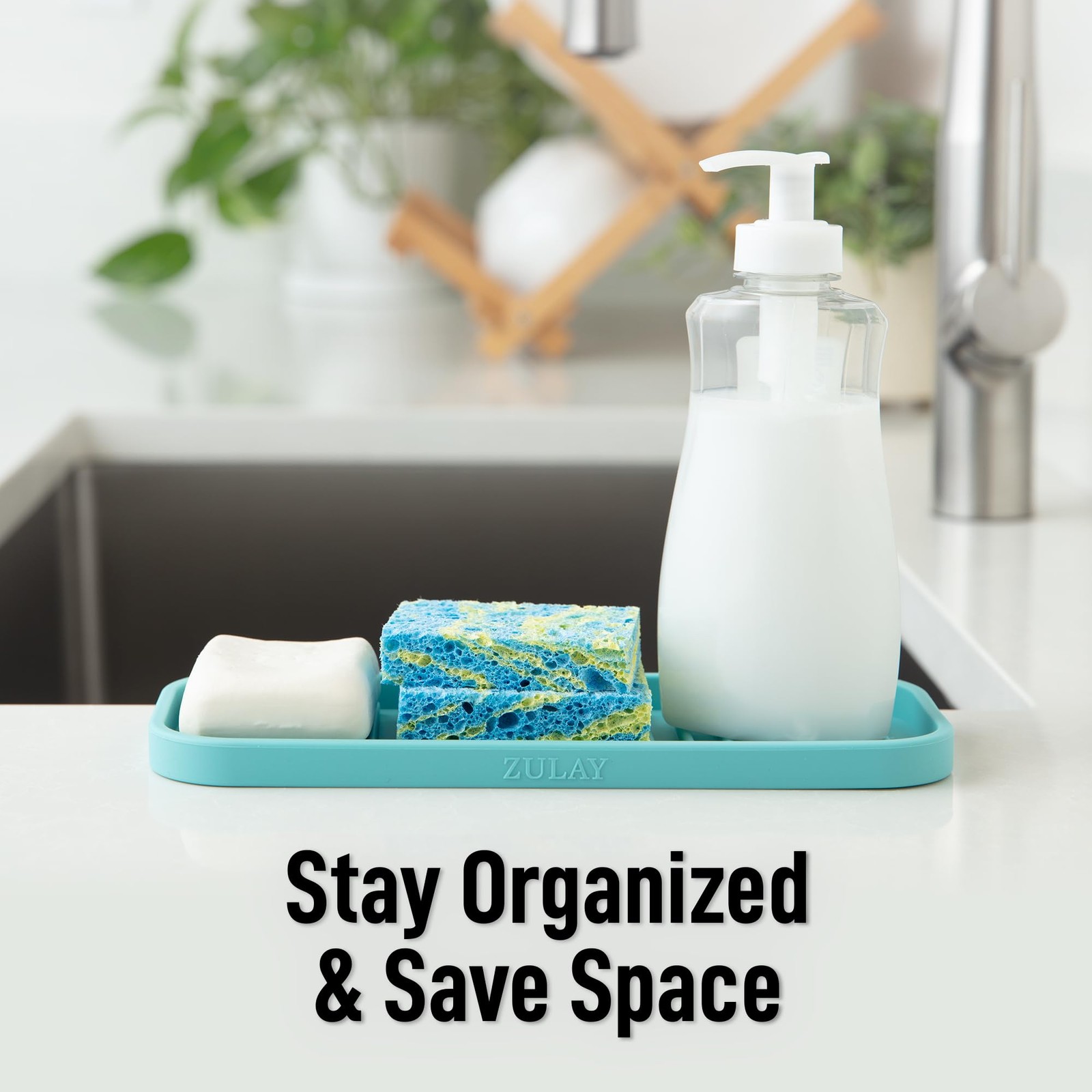 Zulay Kitchen (9x3.5) Silicone Sponge Holder for Kitchen Sink - Flexible