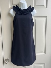 NEW Anthropologie Larke Harper Navy Blue Ruffle Textured Mini Dress Size XSP