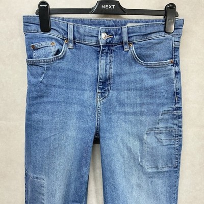Damen M&S Boyfriend Fit blau verwaschen Jeans Größe 12 R (484K)