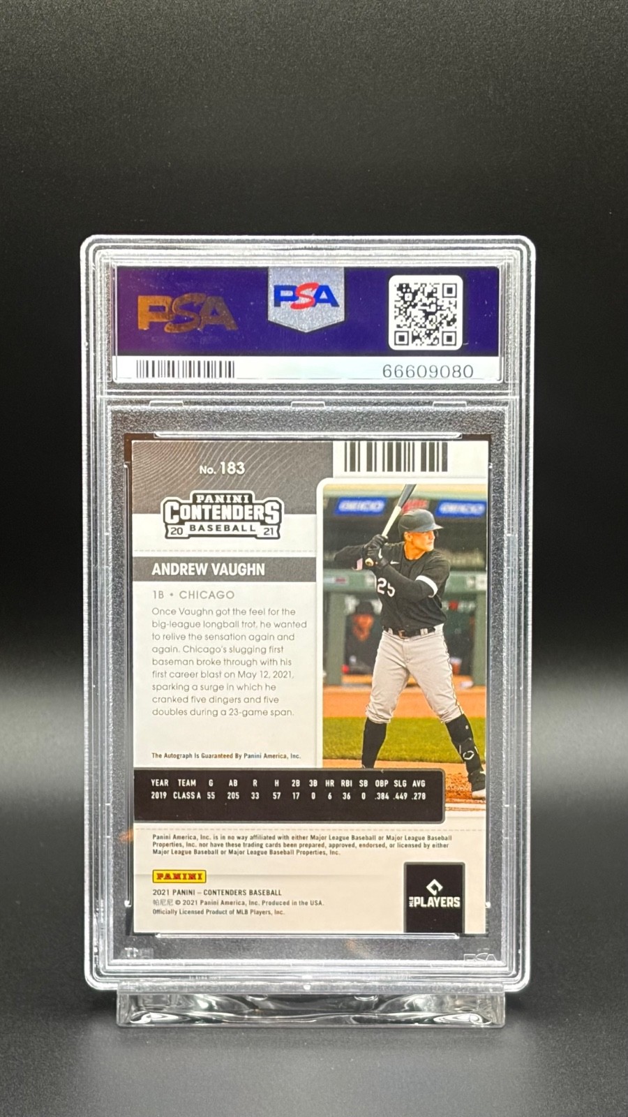 Andrew Vaughn, PSA 9, PSA pop 1! 5/5 SSP / 2021 Panini Contenders Auto Fame RC view 2