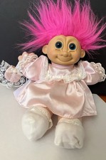 Vintage Russ Berrie TROLL DOLL Soft Body Pink Dress, Purse, Panties  Socks Set