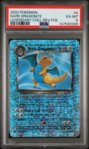 2002 POKEMON LEGENDARY COLLECTION #5 DARK DRAGONITE-REVERSE FOIL PSA 6
