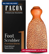 Fac n Pumice Stone for Feet Callus Remover - Terra-Cotta Foot Scrubber with 2 Si