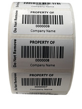 Property Of Labels, Barcode Appliance ID Labels Asset Stickers Custom printed