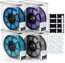 4 Pack Airtight 3D Printer Filament Storage Box with Desiccant & Labels, Fits