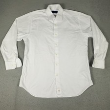 David Donahue Shirt Mens 16.5 White Dress Button Up Long Sleeve
