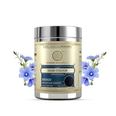 Khadi Natural Indigo Hair Color Powder 150g Herbal Dye Grey Coverage