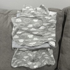 Halo SleepSack Swaddle Grey Clouds Birth-3M 6-12 Lbs. EUC