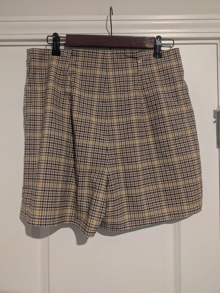 Pantalones Cortos Worthington Mujer 8 Marrón Bolsillos de tiro alto, Preppy, Cuadros Foto 2 de 4