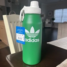 Adidas Original 1 Liter Metal GREEN Bottle Hot Cold Double Wall Stainless NWT