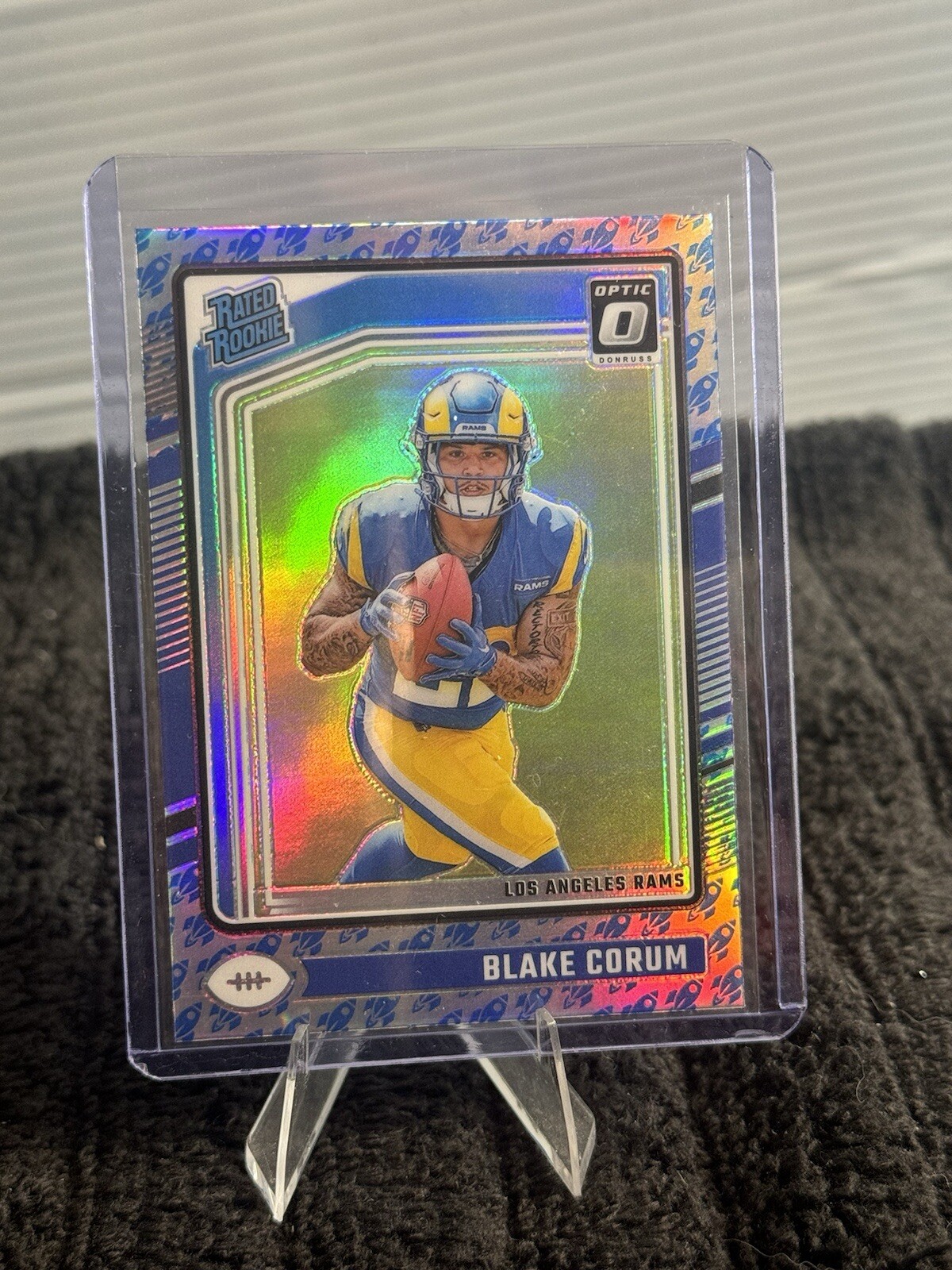 2024 Donruss Optic Blake Corum #208 Rocket Emoji Rated Rookie SP RAMS