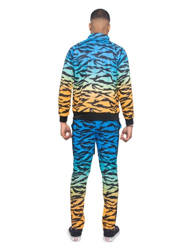 Men's Gradient Tiger Track Suits 2 Piece Pant&Jacket Sweatsuit Set ST570EY - Picture 17 of 20