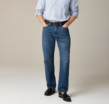 J.Crew Men's Size 35X32 Classic Straight Jeans Medium Wash BO853 Denim Blue NEW