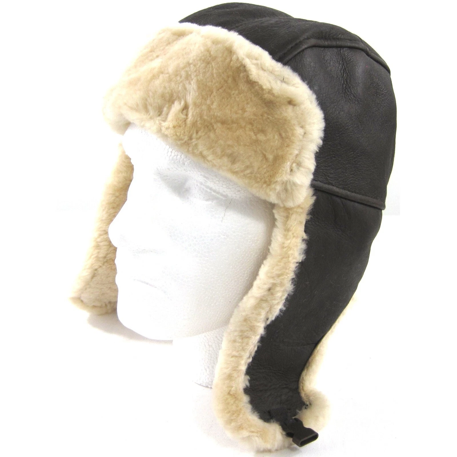 Mens Gents Genuine Sheepskin Aviator Winter Trapper Flying Hat