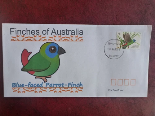 AUSTRALIA 2018 FINCHES PRIVATE ILLUSTRATED FDC FIRST DAY COVER BLUE FACED FINCH