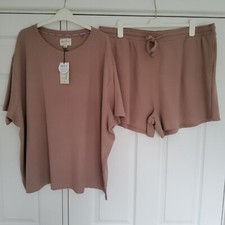 NEXT Womens Pink Waffle Shorts Set Pyjamas SIZE XXL 24 - 26 New with Tags