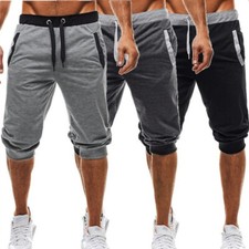 Mens 3/4 Capri Jogger Sports Shorts Gym Sport Casual Harem Pants Long Trousers