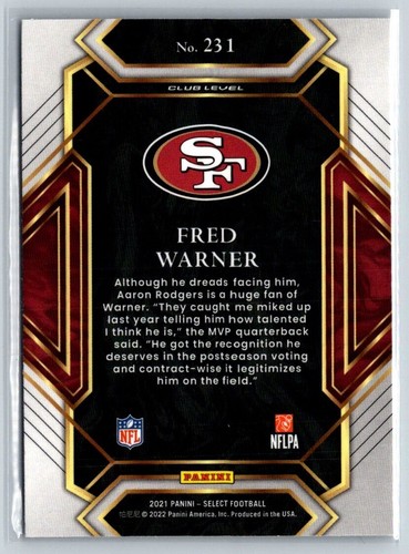 2021 Panini Select #231 Fred Warner San Francisco 49ers - Afbeelding 2 van 2