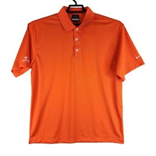 Mens Orange Nike Golf Dri-Fit Polo Shirt Short Sleeve Size L