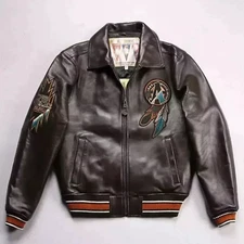 Men's Avirex 75 Buffalo Legends Leather Jacket with Embroidery patches
