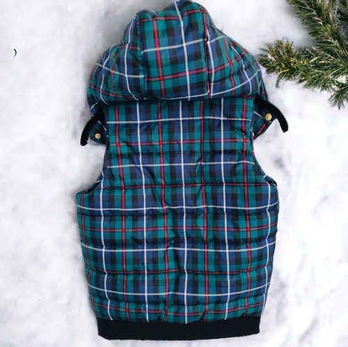 Peyton & Parker plaid winter puffer hooded vest size girls medium 10/12 NWT - Picture 3 of 3
