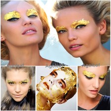 GOLD LEAF MAKE UP FACE PAINT BODY PAINTING STAGE FANCY DRESS PARTY x 100 Pieces