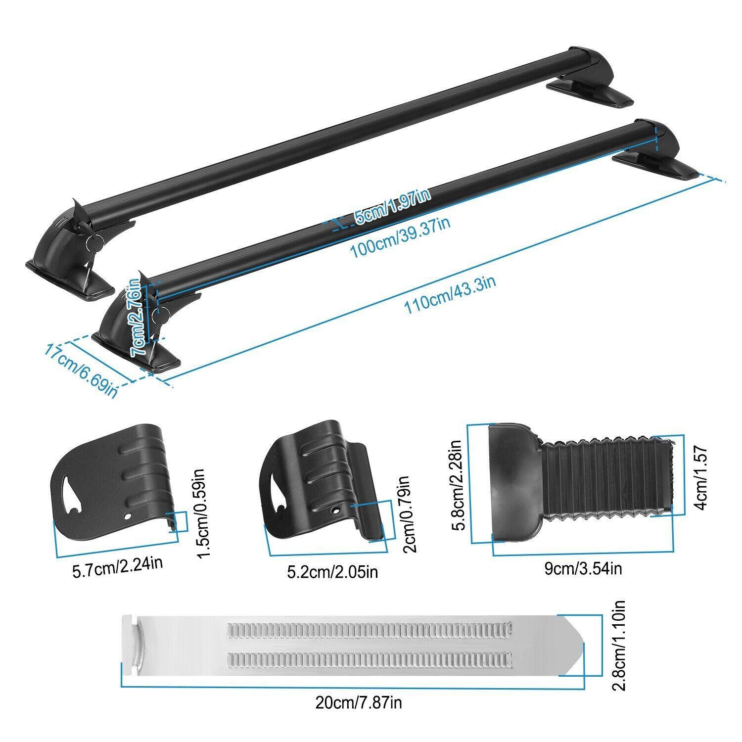 Universal Car Top Roof Rack Cross Bar 43.3" Luggage Carrier Aluminum w