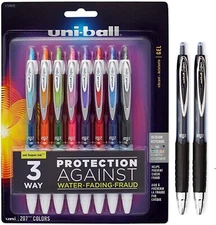 Uni-ball 1937262 207 GelPens 0.7mm Medium Point Assorted Colors, 8Pk Plus 2Bonus