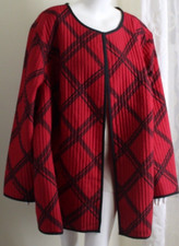 Catherine's Sz 4x Red Black Modernist Quilted Reversible Coat Jacket