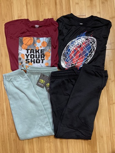 New LOT BOY 18 clothes 2x fleece sweatpants 2x performance active graphic tee - Picture 10 of 10