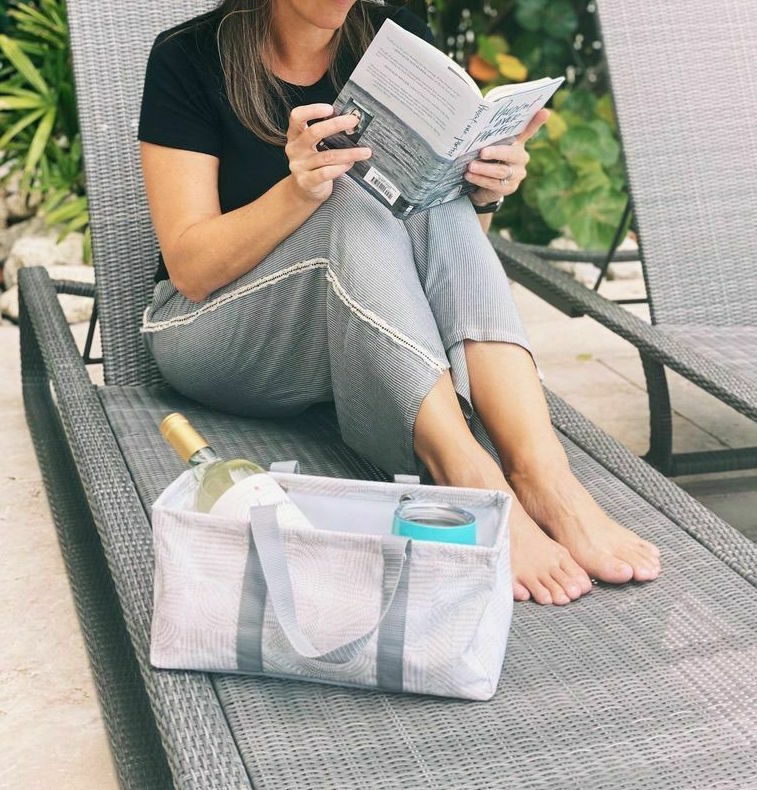 Thirty One BN Tiny Utility Tote Bag Beach Storage Basket in Desert