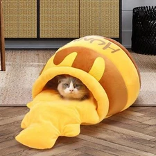 Cat Bed for Indoor Cats Honey Pot Shape Nonslip Bottom Removable Cushion Pet Cat