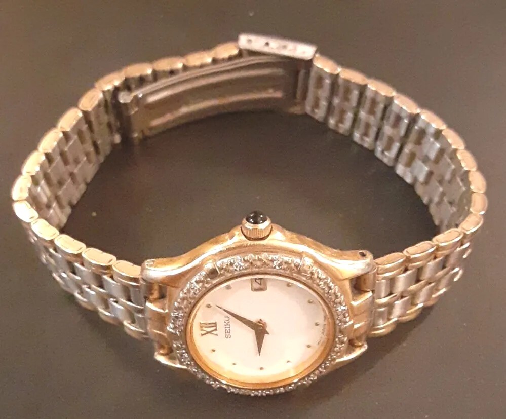 SALE! Nice Vtg 1990s Seiko Diamond Watch 7n89-0449 w Date  display picture 2