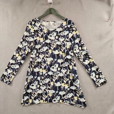 Pure Jill by J. JILL Tunic Top Women's M Floral Long Sleeve Kangaroo Pocket