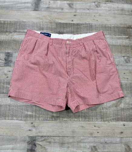 Ralph Lauren Shorts Mens 40 Red Fairway Golf Gingham Seersucker Pleated Bottoms