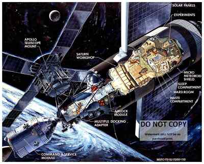 CUTAWAY ILLUSTRATION OF THE SKYLAB ORBITAL WORKSHOP - 8X10 NASA PHOTO (AZ-068)