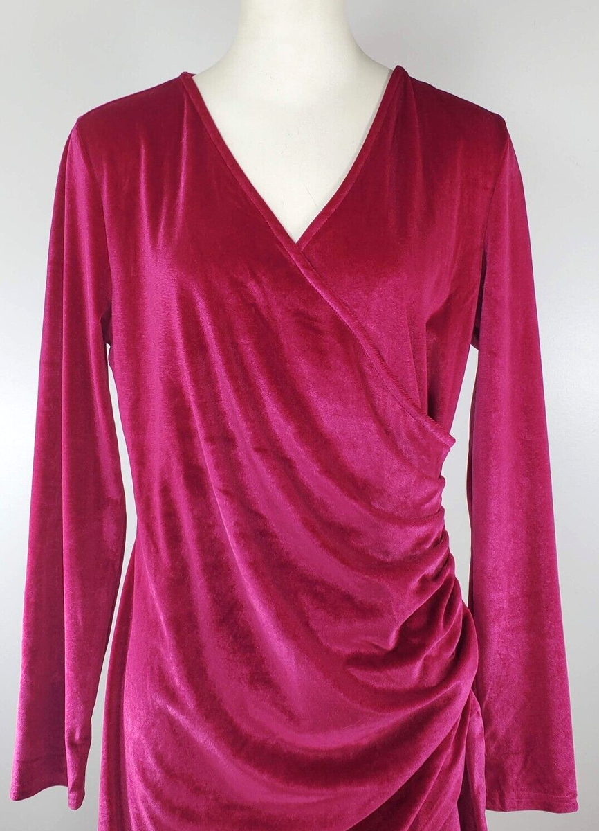 shein pink velvet dress Double Crazy Plunge Neck Wrap Velvet Bodycon Dress | SHEIN USA