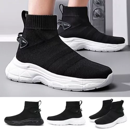 High Top Freizeitschuhe Damen Herren Sneaker Outdoor Sockenschuh Mesh Slipper - Bild 2 von 30
