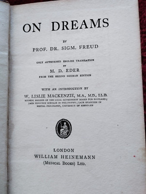 1919 3rd imp On Dream By Sigmund Freud By M. D. Eder F