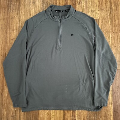 TRAVIS MATHEW NETWORKING FLEECE 1/4 ZIP PULLOVER SWEATER MENS 2XL GRAY RAYON 
