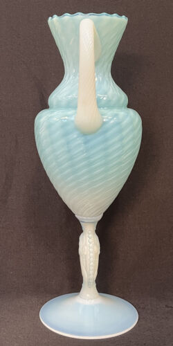 Huge Stelvia Empoli Murano Vaseline Glass ewer Jug Neoclassical Cameo 15" 1960's - Picture 5 of 12