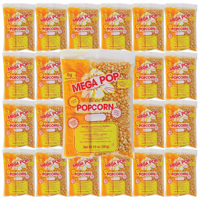 BOX - (Pack of 24) Mega Pop Popcorn, Oil and Salt Kits - 10.5 Oz